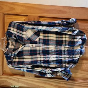 Half-Buttoned Flannel Top